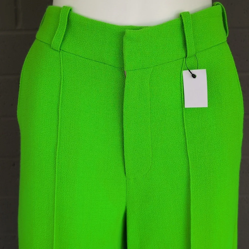 NWT Christopher Kane Wool Crepe Wide‎ Leg Cuffed Pants Size IT46/US10 - Picture 10 of 13